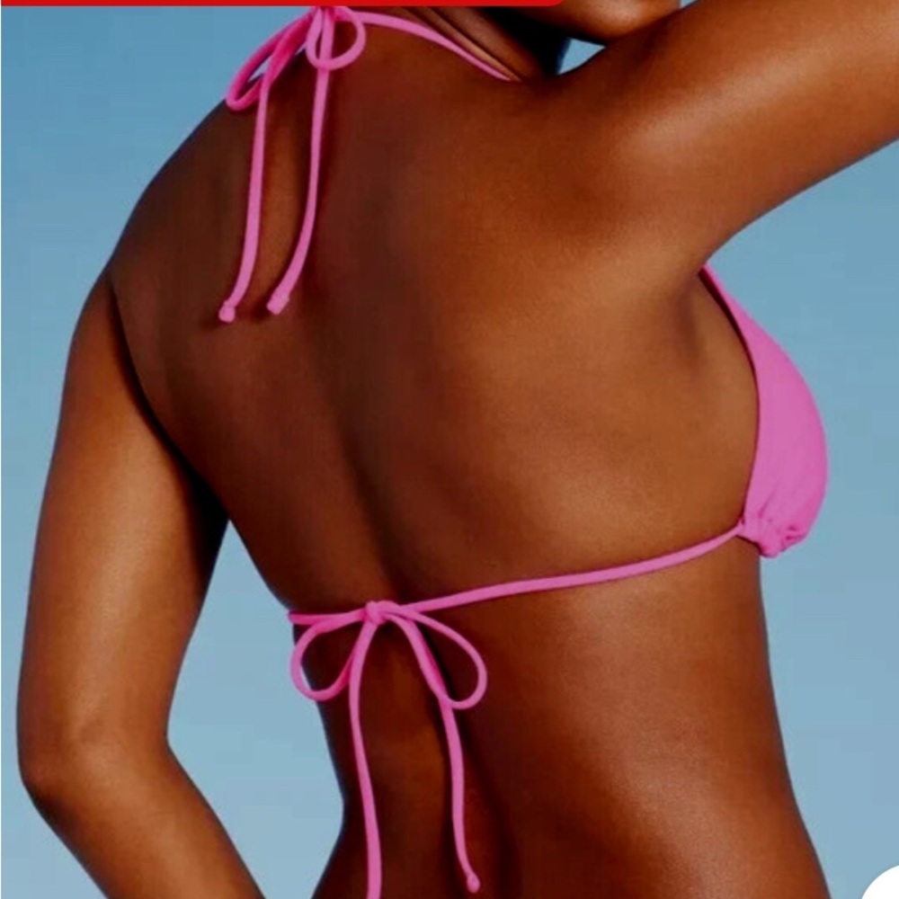 🆕 Wild Fable Pink Bikini Top, String Ties, Size L (12/14) - Picture 2 of 4